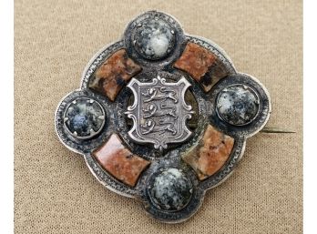 Vintage Pin With Jasper Stones