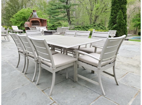 Summer Classics! Charleston Aluminum Rectangular Outdoor Table & (8) Chairs With Cushions Set
