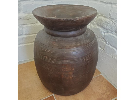 Statement Piece! Vintage Rustic Large Carved Wood Honey Pot / Vessel