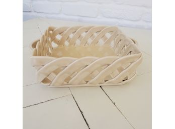 Casafina Pale Cream Earthenware Basket, Handpainted In Portugal