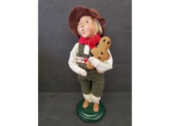 Byers Choice Carolers Signed Figurine Child W/ Gingerbread