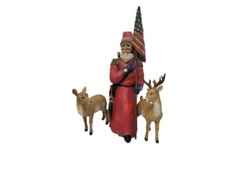 Limited Edition Leo Smith Folk Art 17.5' Patriotic Santa 2037/5000