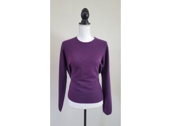 Ladies 2 Ply Cashmere Purple  Long Sleeve Sweater Size L