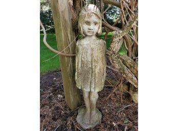Resin Or Plastic Concrete Look Young Girl Figurine Garden Decor