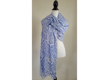 Juicy Couture Ladies Blue And White Scarf