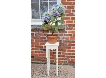 Cute White Plant Stand With Artificial Potted Plant