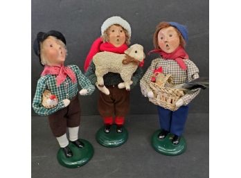 Byers Choice Carolers Kids With Farm Animals Lot Of 3