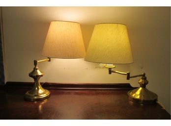 Pair Of Vintage Brass Desk Lamps.