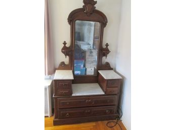 Antique Victorian Marble Top Vanity Dresser.