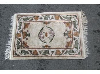 Vintage Oriental / Chinese Motif Small Rug / Carpet  Mat