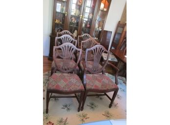 Set Of 6 Vintage Mahogany Federal Style Shield Back Dining Room Chairs.