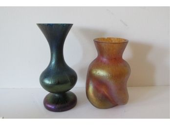 Pair Of Vintage Loetz Art Glass Vases