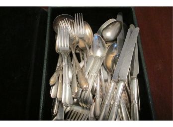 Silver Plate Flatware Lot Service For 8 And Other Serving Pieces
