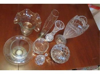 Random Lot Of 7 Pieces Of Glassware,  Include One With Sterling Base.