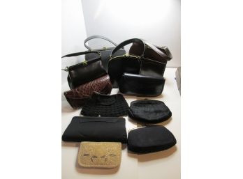 Large Collection Of 11 Vintage Ladies Hand Bags And Purses.