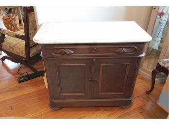 Antique Victorian Marble Top Wash Stand Or Low Cabinet.
