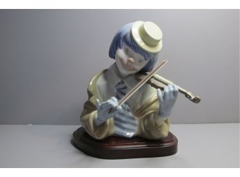 Vintage Lladro Clown Playing Violin Figurine #5600