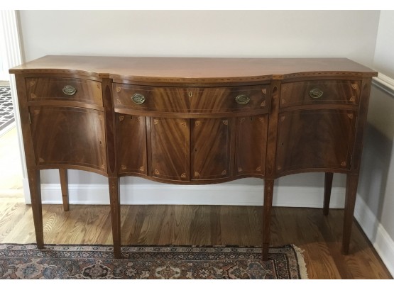 Antique Yew Wood Inlaid Buffet, Server Sideboard