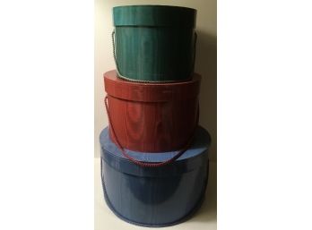 Trio Of Colorful Older Hat Boxes