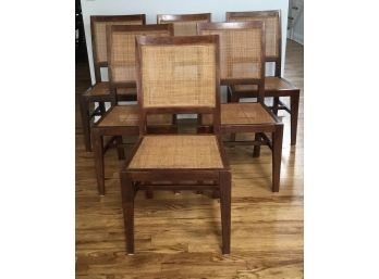 6 Crate & Barrel Cane & Wooden Chairs