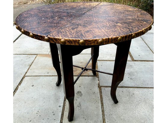Leather Topped Table With Large Nailheads