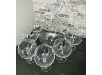 Set Of 6 Glasses And Tiffany & Co. Pitcher With Stirrer