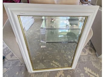Painted White Mirror With  Gold Inset Trim