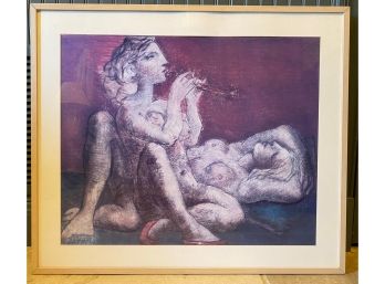 Vintage Pablo Picasso Flute Player & Sleeping Woman Framed Litho