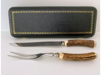 Vintage Sheffield Of England Stag Carving Set In Box