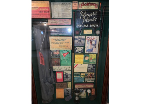 For The Golf Afficionado $1200 Shadow Box With Vintage Items & Chalkboard