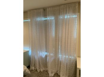 Sheer DKNY White With Pompoms Panel Curtains 4 Panels 52x95 Will Include Rod