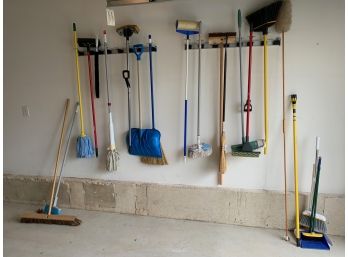 22 Pieces Assorted USED Garden, House Cleaning Tools (does Not Include Bracket On Wall)