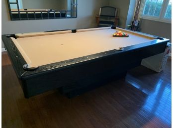 Modern Style Pool Table, Cue Sticks, Stand & Accessories (See Description) Heavy