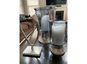 Lot Of Table Decor With Metal Accent 3 Pieces