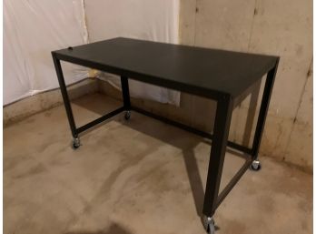 Rolling Dark Grey Metal Desk