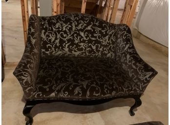 Brown Burnt Velvet (?) Or Suede (?) Loveseat With Matching Coffee Table And Basement