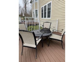 Outdoor Table With Built In Firepit And 4 Chairs (not Wrought Iron)