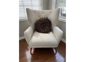 Fabrique Par Beige Chair And Feather Throw Pillow