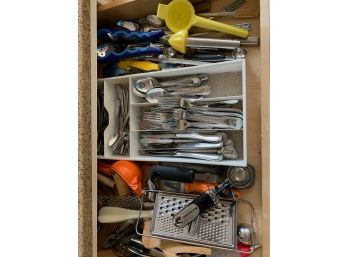 Kitchen Drawer #1 Miscellaneous Kitchen Items Including Cutlery