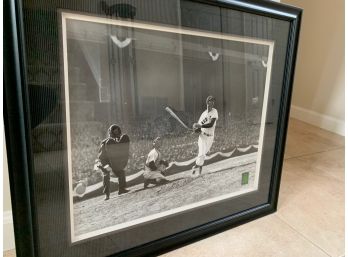 Ted Williams Signed Frame Classic Swing 27x23 Cert Of Authenticity In The Back