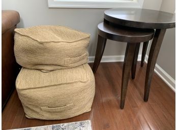 2 Side Table And 2 Bean Bag Set