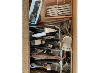 Kitchen Drawer #2 Located In Island Miscellaneous Items Including Knives See Pictures