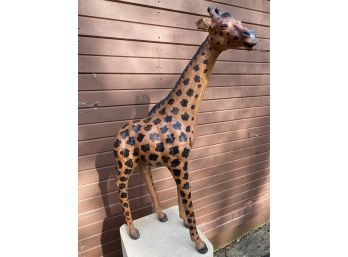 34' Decorative Giraffe Statue - Leather/paper Mache