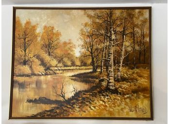 Large Vintage Landscape Oil Painting Artist Signed Walter Sherwood
