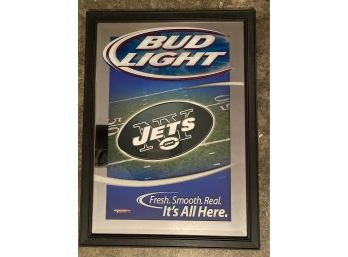 Framed Bud Light New York Jets Mirror Sign