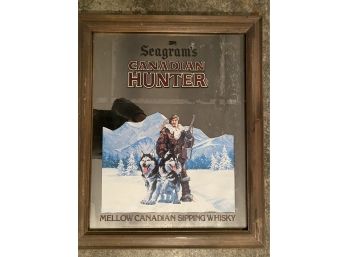 Vintage Seagram's Canadian Hunter Whiskey Framed Mirror Sign