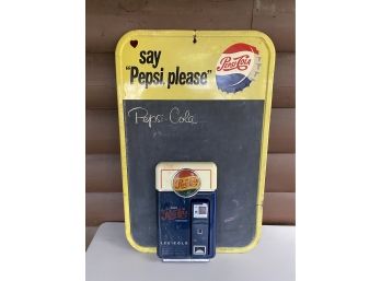 Vintage Say Pepsi Please Cola Chalkboard Sign And Telephone