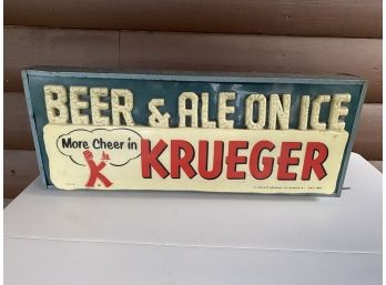 Vintage Krueger Beer & Ale On Ice Sign