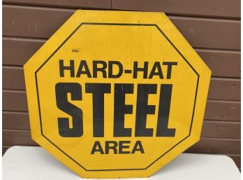 Caution Hard Hat Steel Area Warning Sign