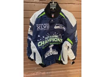 Brand New Seattle Seahawks NFL Super Bowl Champions Cotton Twill Jacket Size Large